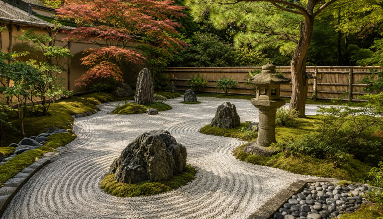 geleneksel japon zen bahçesi