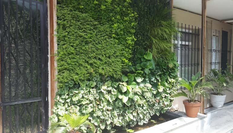 dikey bahçe sistemleri ile bahçe dekorasyonu