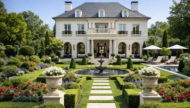 klasik villa bahçe peyzaj örneği